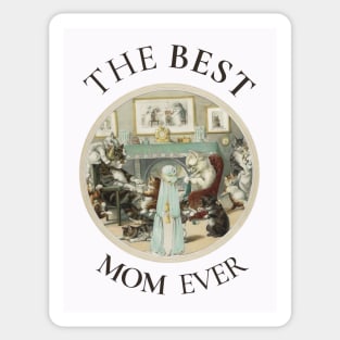 THE BEST KNITTING MOM IN THE WORLD, CAT. THE BEST KNITTING MOM EVER FINE ART VINTAGE STYLE OLD TIMES. Sticker